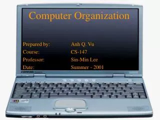 Computer Organization Prepared by:		Anh Q. Vu Course:		CS-147 Professor:		Sin-Min Lee