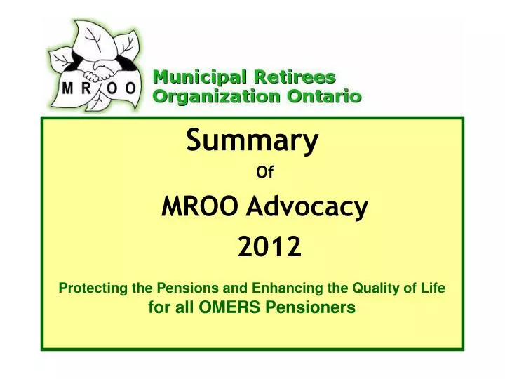 summary of mroo advocacy 2012