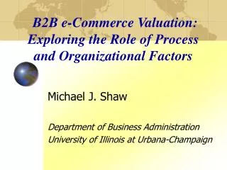 B2B e-Commerce Valuation: Exploring the Role of Process and Organizational Factors