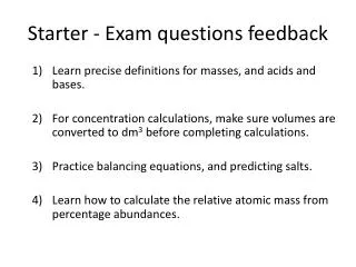 Starter - Exam questions feedback