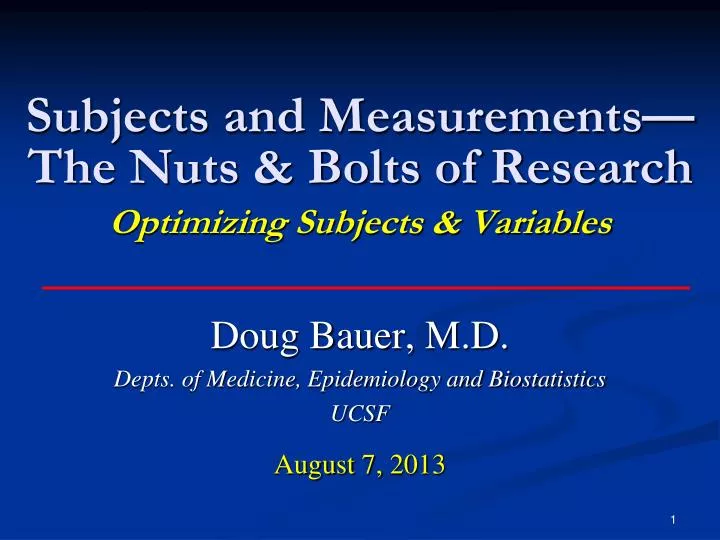 subjects and measurements the nuts bolts of research optimizing subjects variables