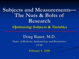 subjects and measurements the nuts bolts of research optimizing subjects variables