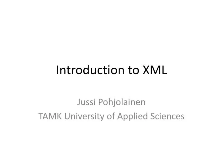 introduction to xml