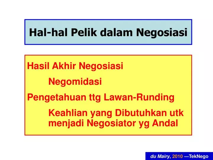 hal hal pelik dalam negosiasi