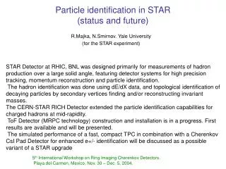 Particle identification in STAR (status and future)