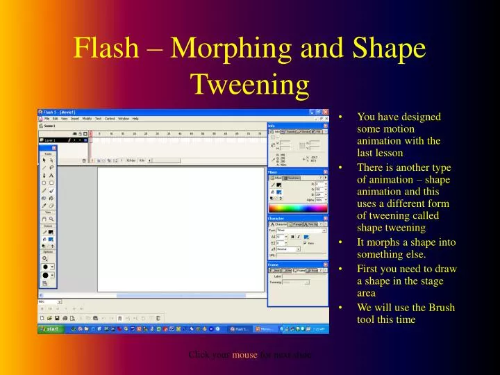 flash morphing and shape tweening