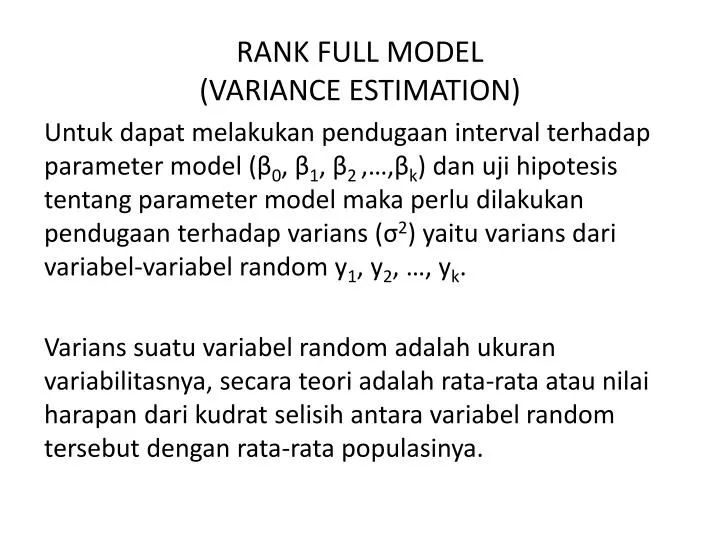 rank full model variance estimation
