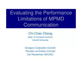 Evaluating the Performance Limitations of MPMD Communication
