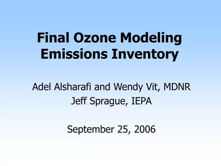 final ozone modeling emissions inventory