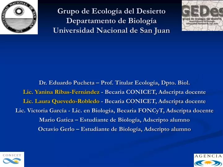 grupo de ecolog a del desierto departamento de biolog a universidad nacional de san juan