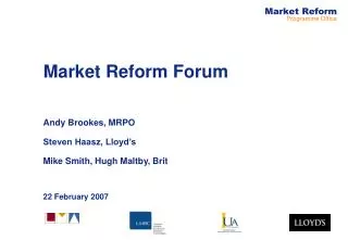 Market Reform Forum