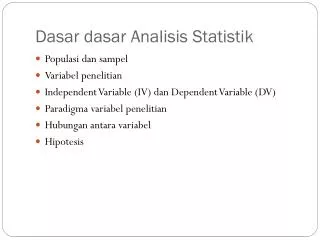 dasar dasar analisis statistik