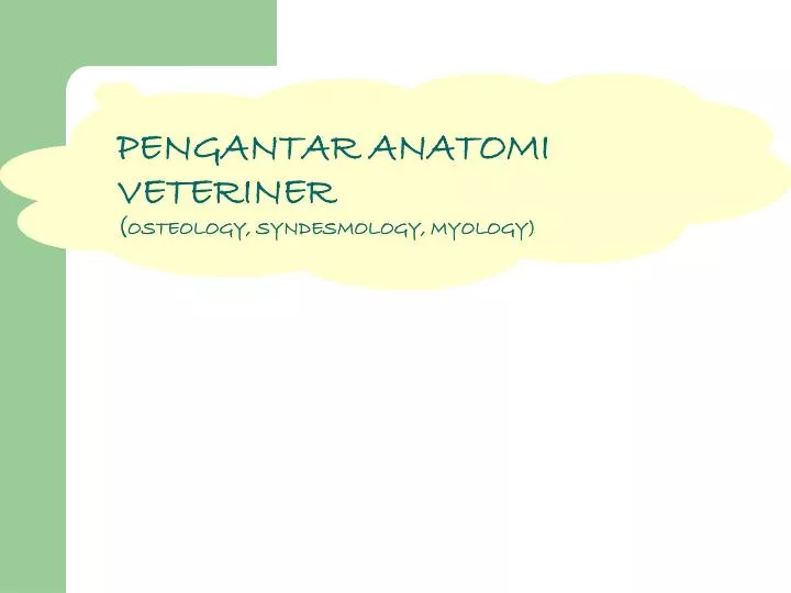 pengantar anatomi veteriner osteology syndesmology myology