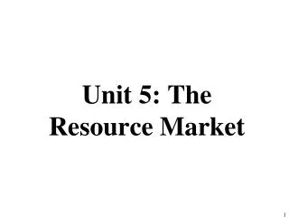 Unit 5: The Resource Market