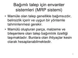 ba ml talep i in envanter sistemleri mrp sistemi