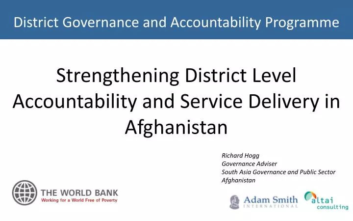 strengthening district level accountability and service delivery in afghanistan