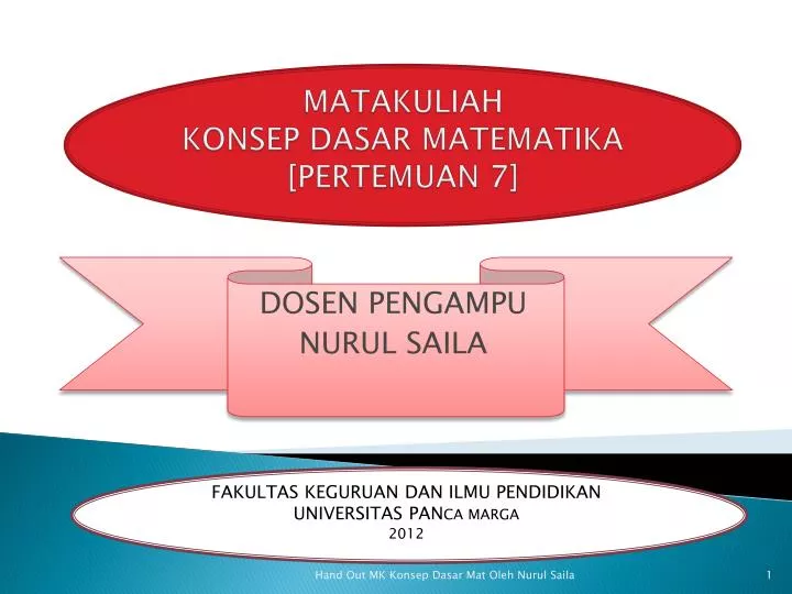 matakuliah konsep dasar matematika pertemuan 7