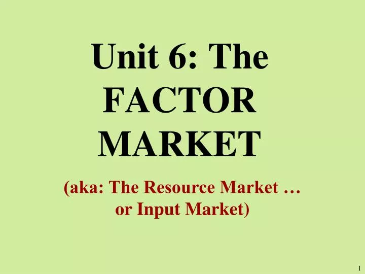 unit 6 the factor market