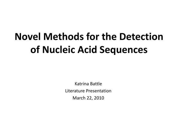 novel methods for the detection of nucleic acid sequences