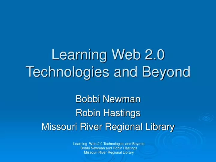 learning web 2 0 technologies and beyond