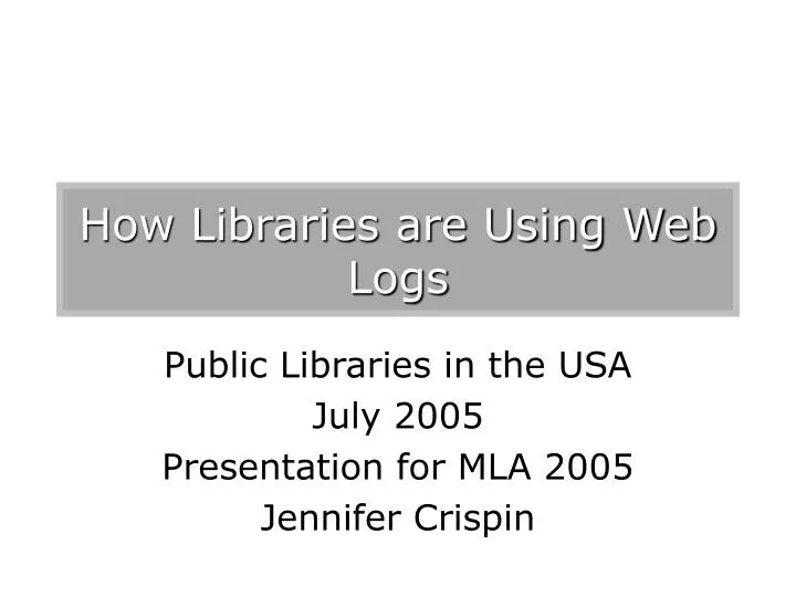 how libraries are using web logs