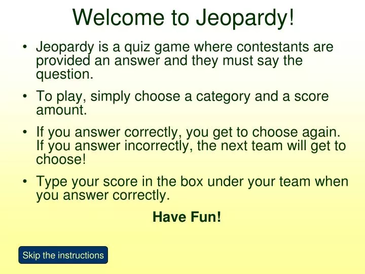 welcome to jeopardy