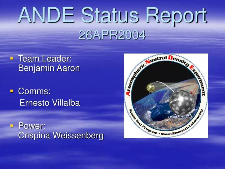 ande status report 26apr2004