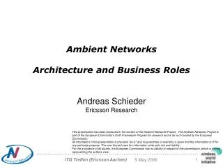 Ambient Networks Architecture and Business Roles