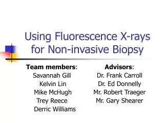 Using Fluorescence X-rays for Non-invasive Biopsy