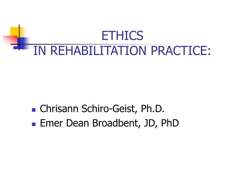 ethics in rehabilitation practice