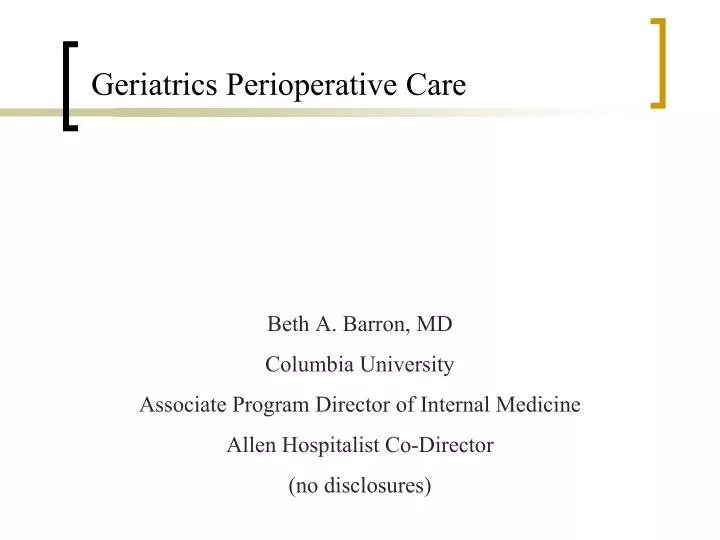 geriatrics perioperative care
