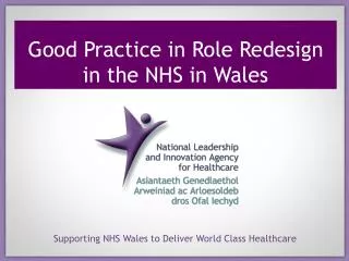 Good Practice in Role Redesign in the NHS in Wales