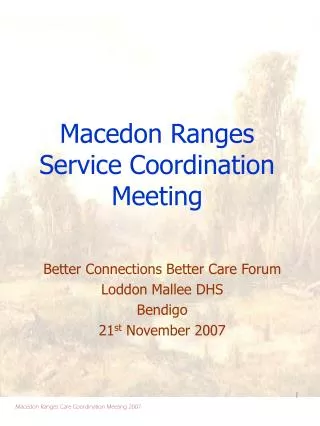 Macedon Ranges Service Coordination Meeting