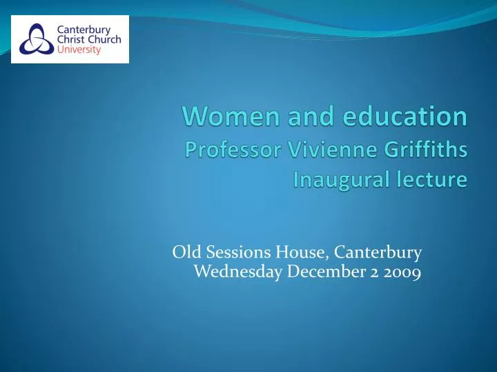 women and education professor vivienne griffiths inaugural lecture