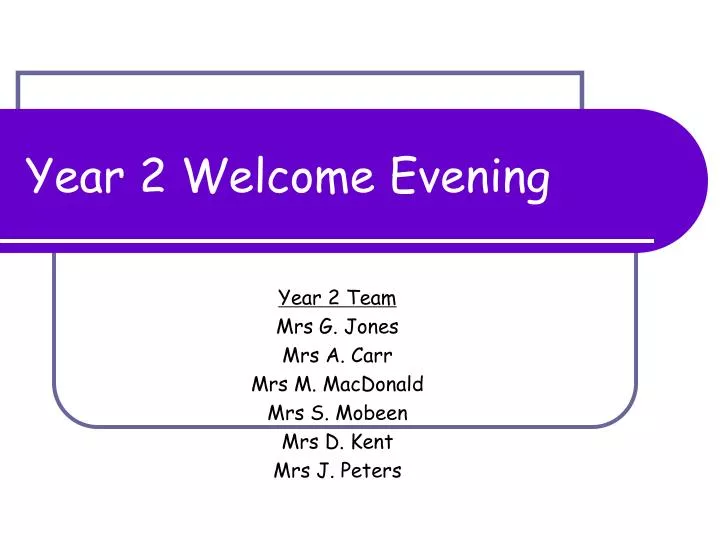 year 2 welcome evening