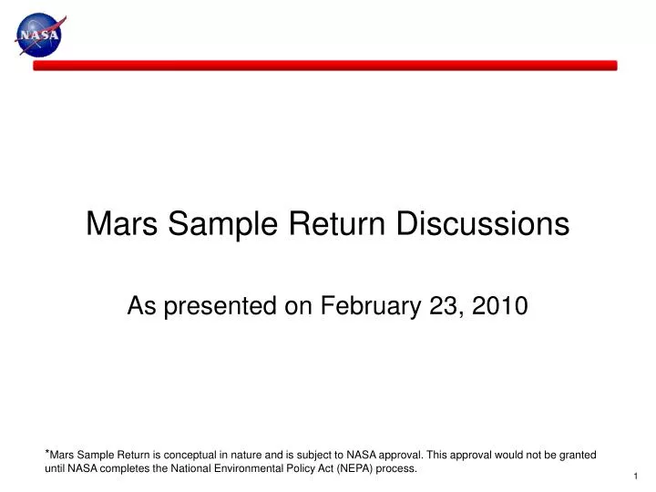 mars sample return discussions as presented on february 23 2010