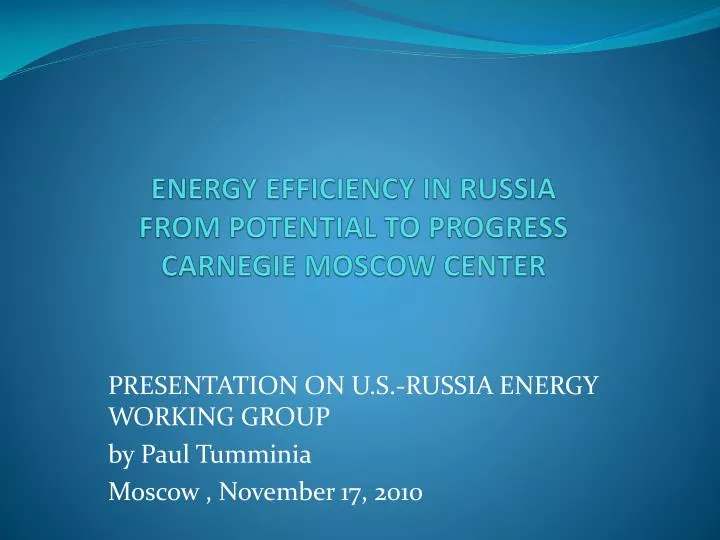 energy efficiency in russia from potential to progress carnegie moscow center