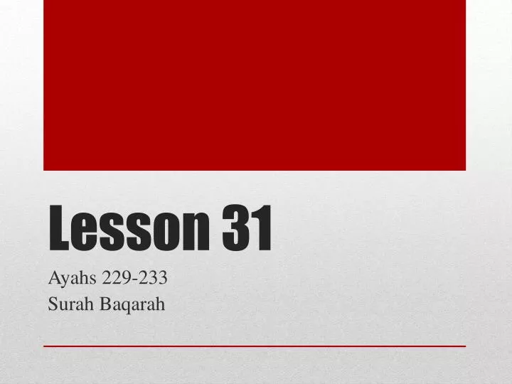lesson 31