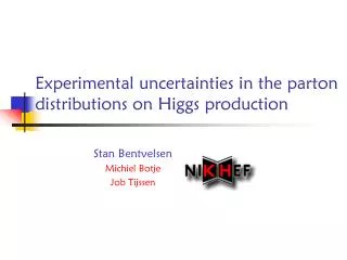 Experimental uncertainties in the parton distributions on Higgs production