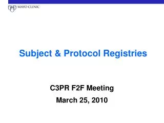 Subject &amp; Protocol Registries