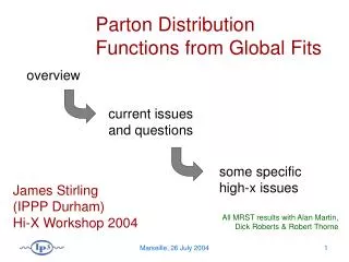 Parton Distribution Functions from Global Fits