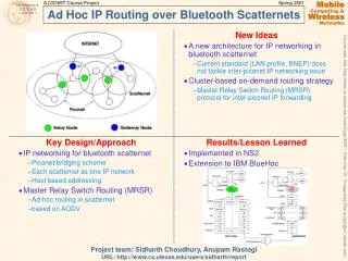 Ad Hoc IP Routing over Bluetooth Scatternets