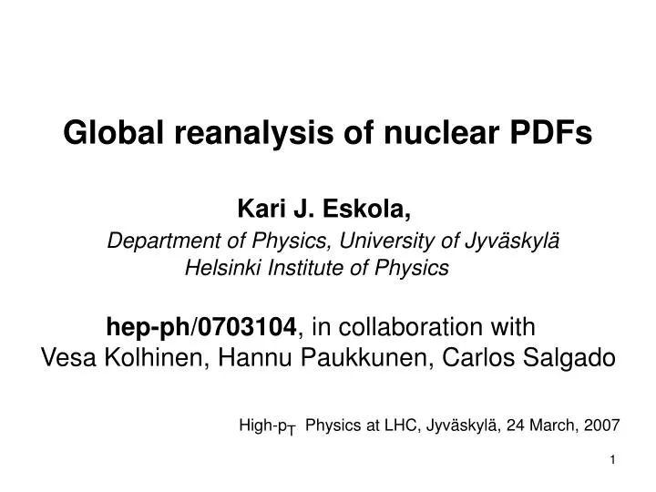 global reanalysis of nuclear pdfs