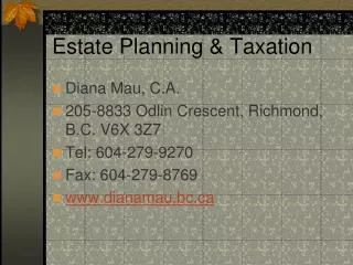Estate Planning &amp; Taxation