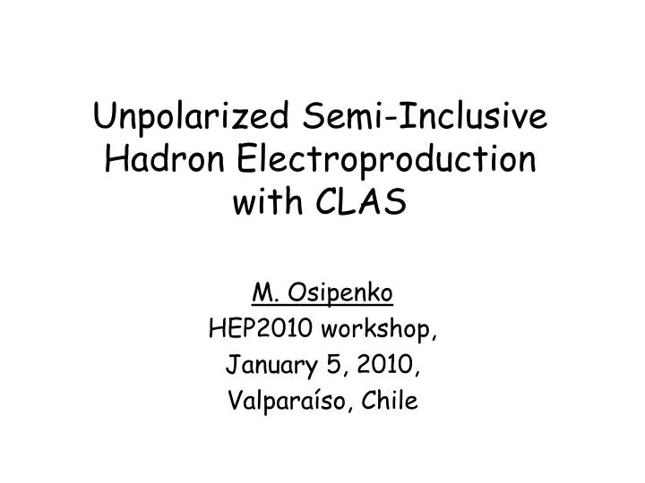 unpolarized semi inclusive hadron electroproduction with clas