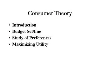 Consumer Theory