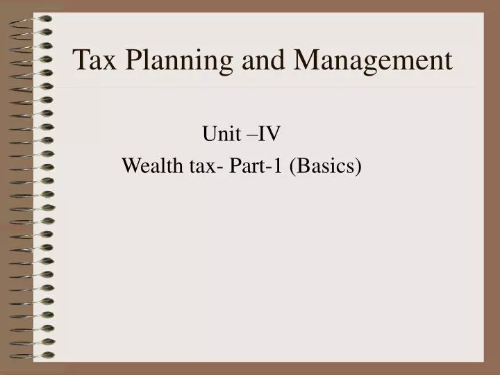tax planning and management