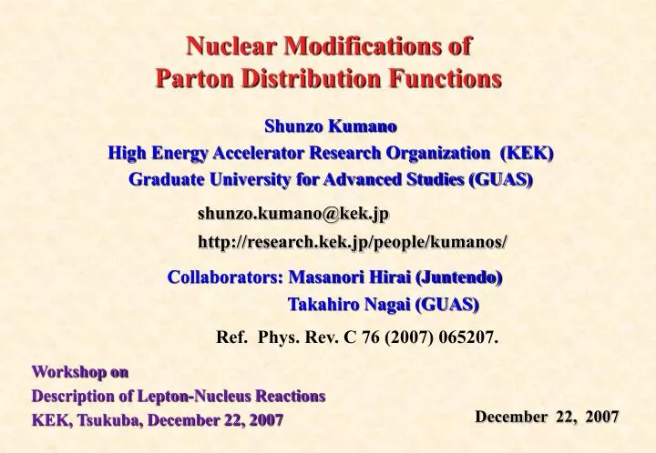 nuclear modifications of parton distribution functions