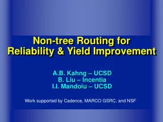 Non-tree Routing for Reliability &amp; Yield Improvement