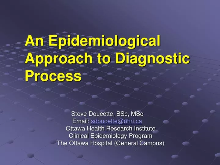 an epidemiological approach to diagnostic process